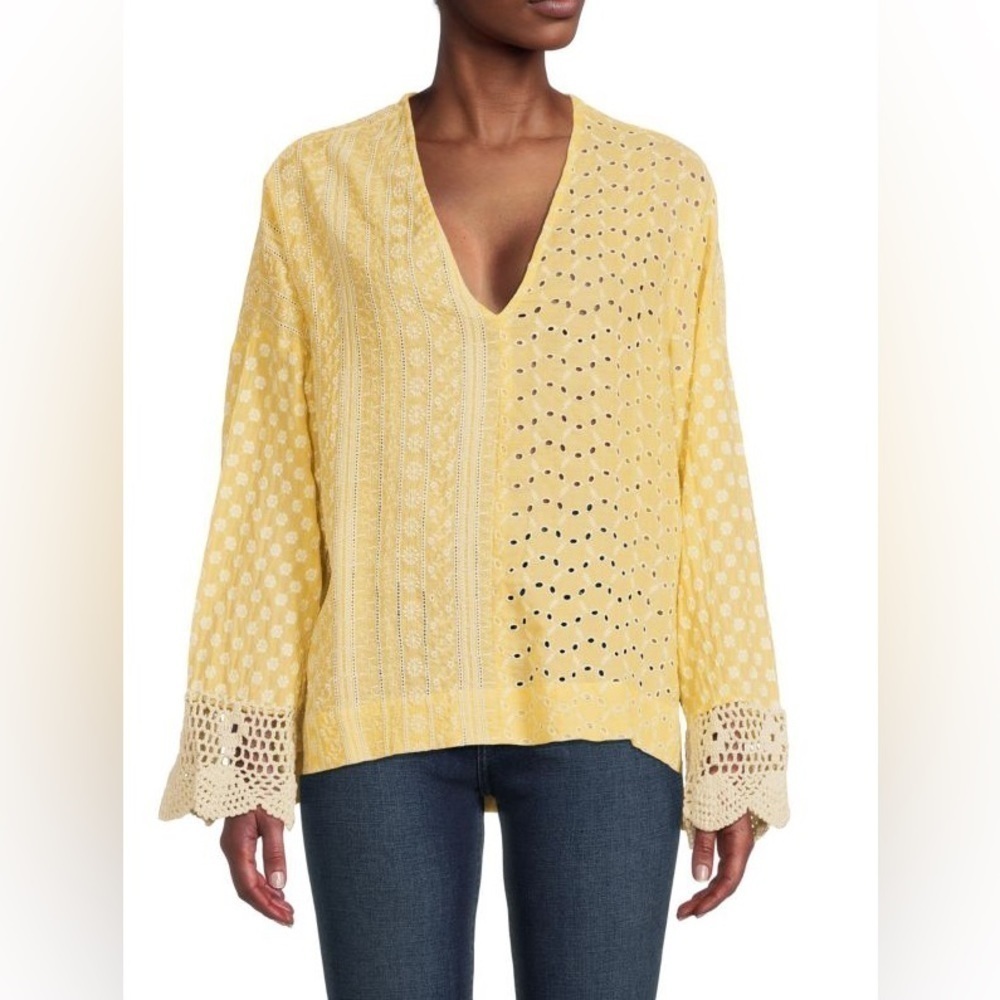 New! Area Stars Luna embroidered eyelet crochet trim Top nwt 18623